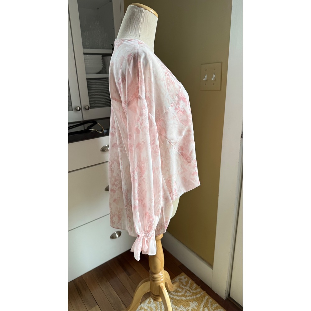 AllSaints Penny Masala Top Soft Pink Snake Print Wrap V-Neck Blouse 2 NEW $150 - Picture 5 of 9